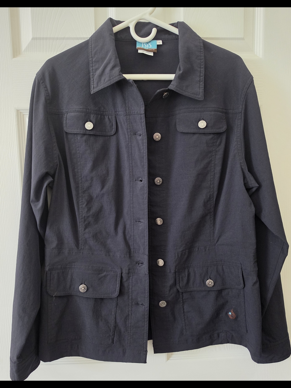 Isis Dark Navy Button-Front Utility Jacket